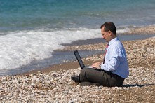 Businessman at beach