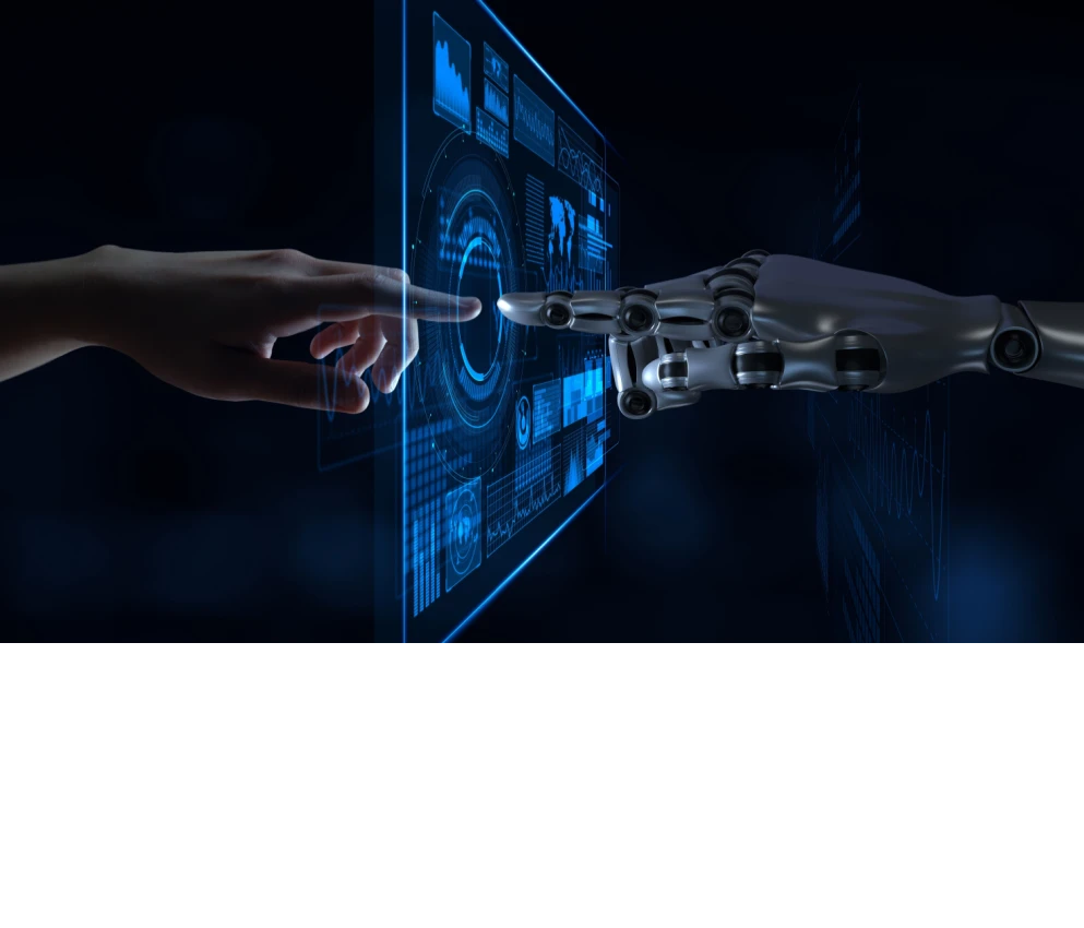 Robot & human hands Shutterstock_2711973661