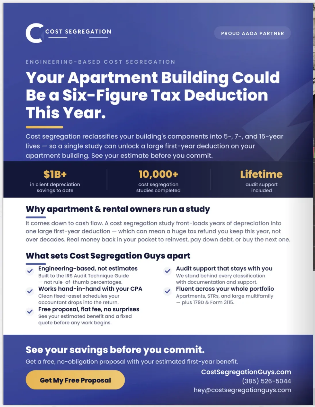 Cost Segregation Guys full-page ad in RENT Magazine