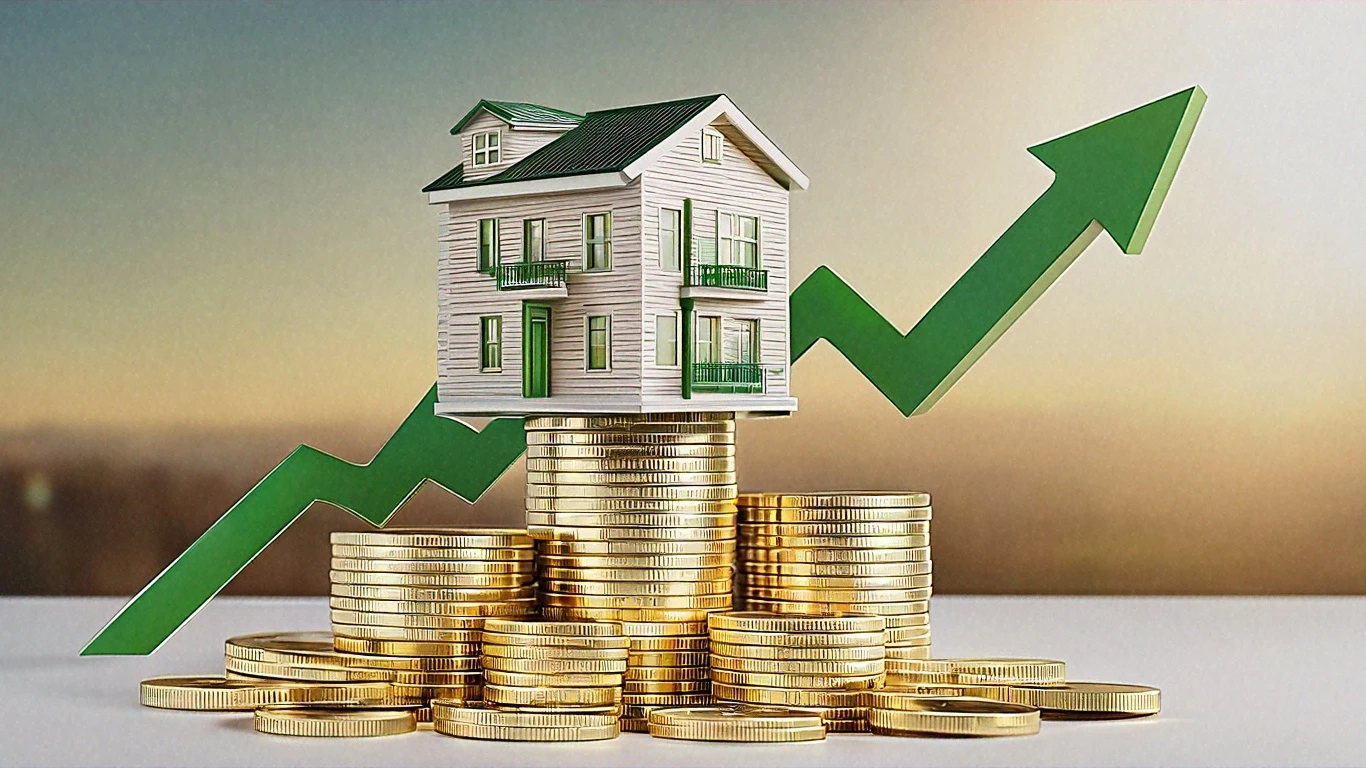 House sitting on coins shutterstock_2582531653